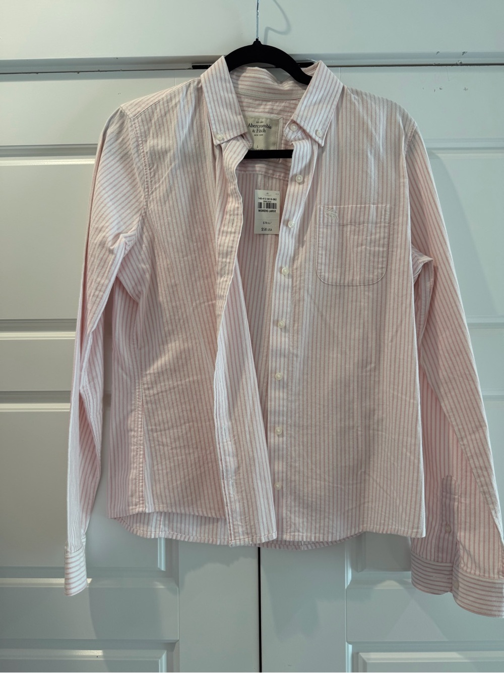 Abercrombie & Fitch Womens Pink Stripe Button-Down Shirt